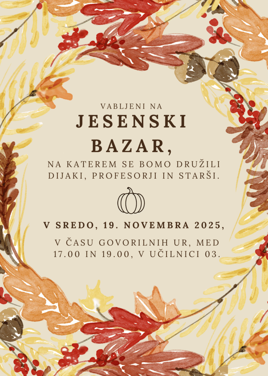 Jesenski bazar - Vabilo na jesenski bazar - Ekonomska šola Ljubljana